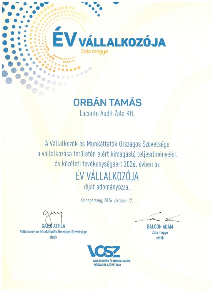 ZM év vállalkozója 2026